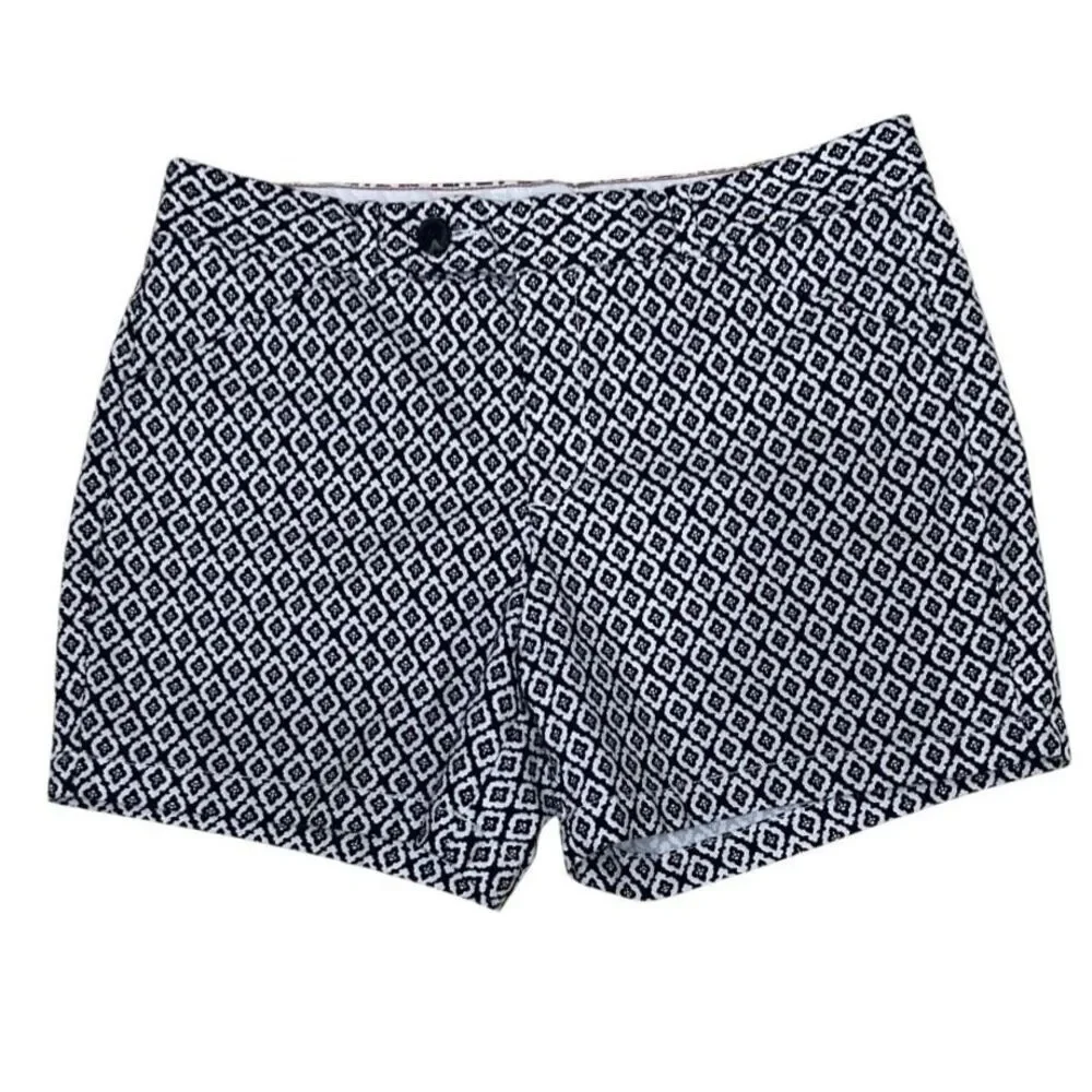 Dockers Summer Stretch Chino Shorts Women's Sz 12 Black & White Geometric Floral